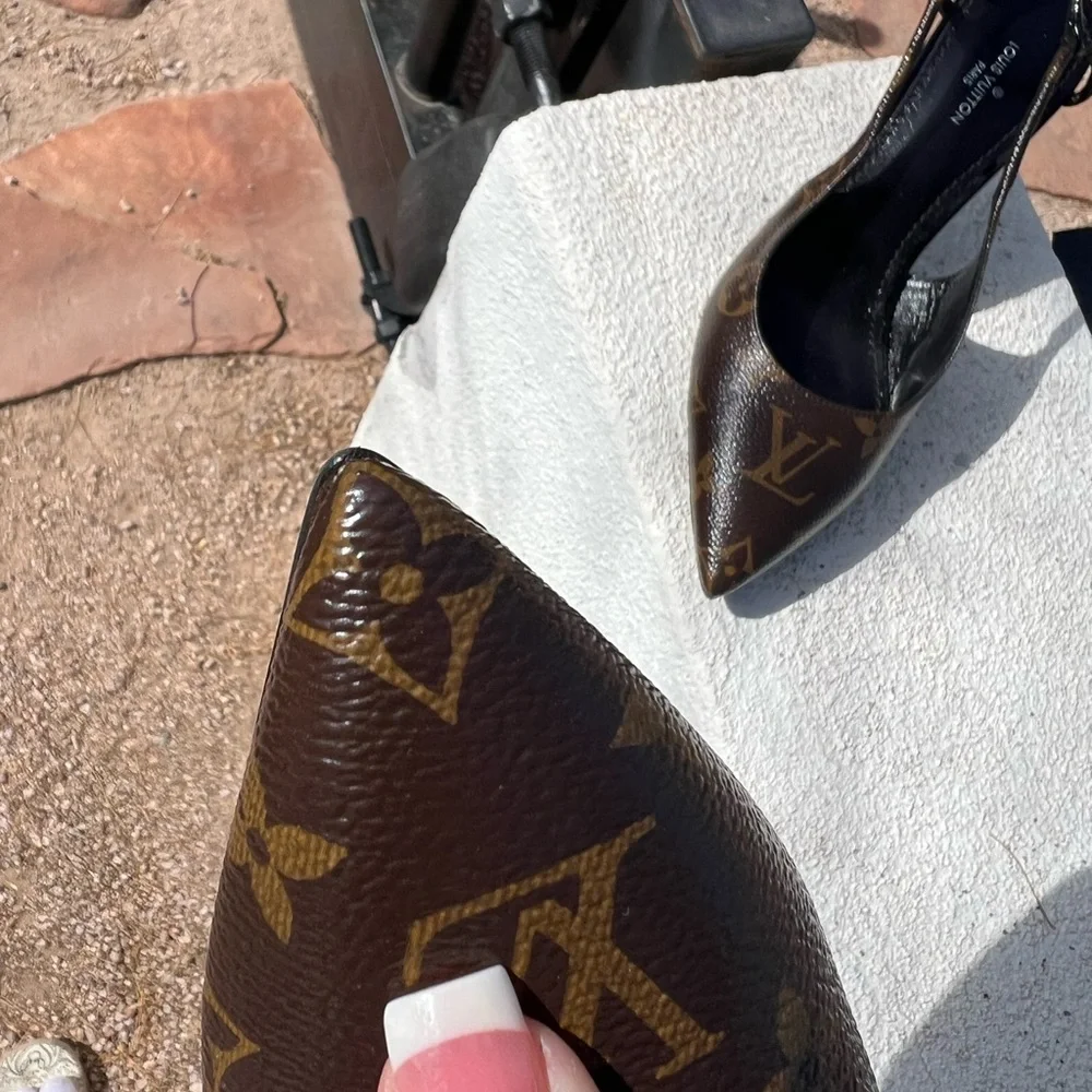 Louis Vuitton Cherie Monogram Brown Slingback Pumps - Picture 5 of 16